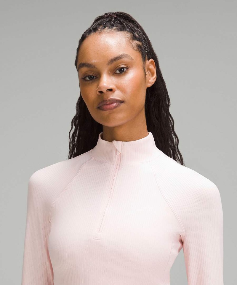 Camisa Manga Larga Lululemon It's Rulu Acanalado Cropped Half Zip Mujer Turquesa Chile | 783MNKLCA