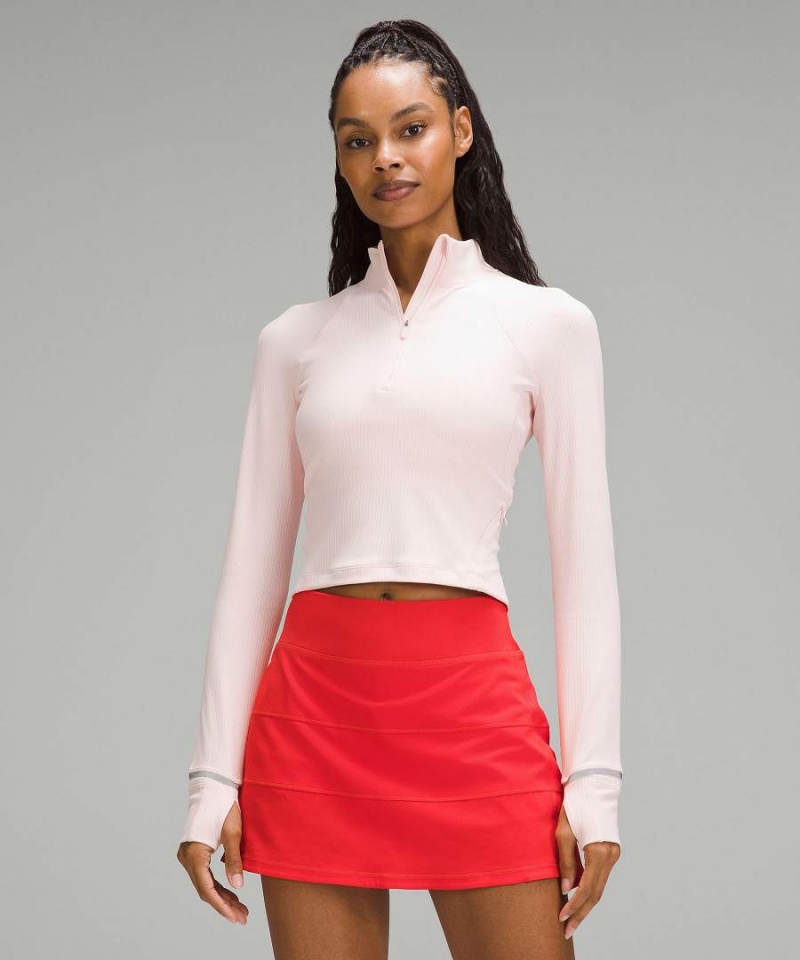 Camisa Manga Larga Lululemon It\'s Rulu Acanalado Cropped Half Zip Mujer Turquesa Chile | 783MNKLCA