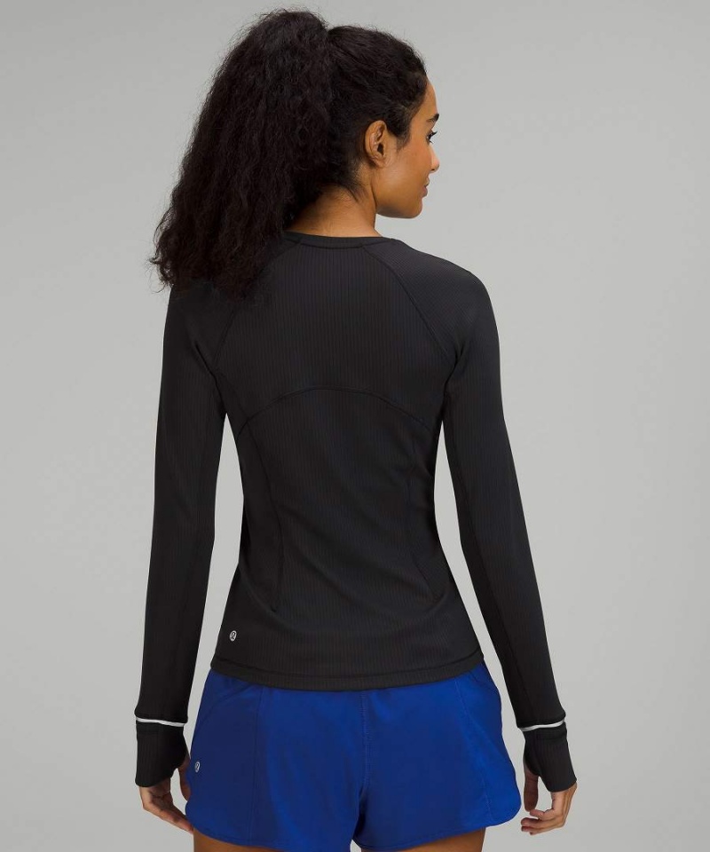Camisa Manga Larga Lululemon It's Rulu Acanalado Mujer Negras Chile | 510IWVAZC