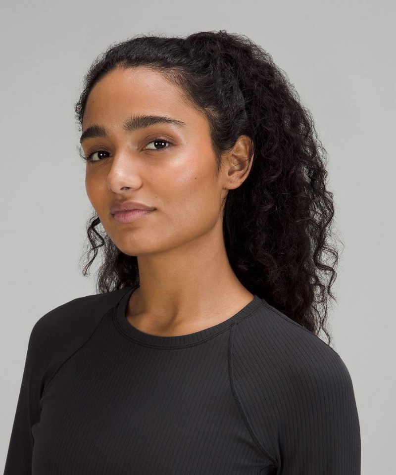 Camisa Manga Larga Lululemon It's Rulu Acanalado Mujer Negras Chile | 510IWVAZC