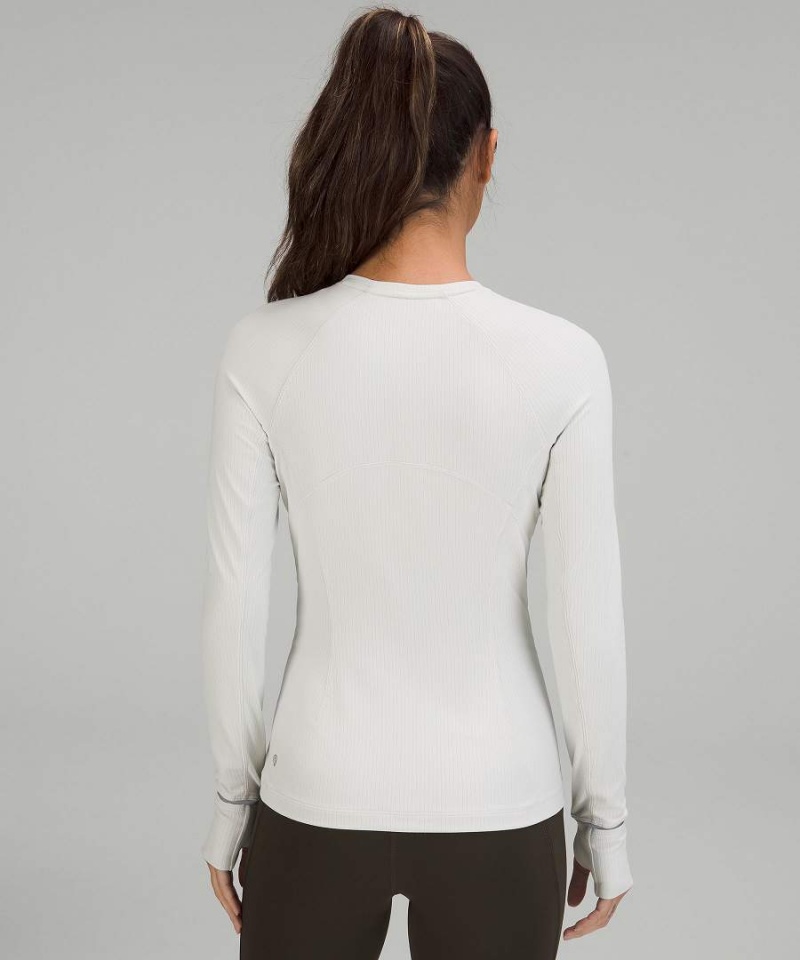Camisa Manga Larga Lululemon It's Rulu Acanalado Mujer Blancas Chile | 438RZCPVB