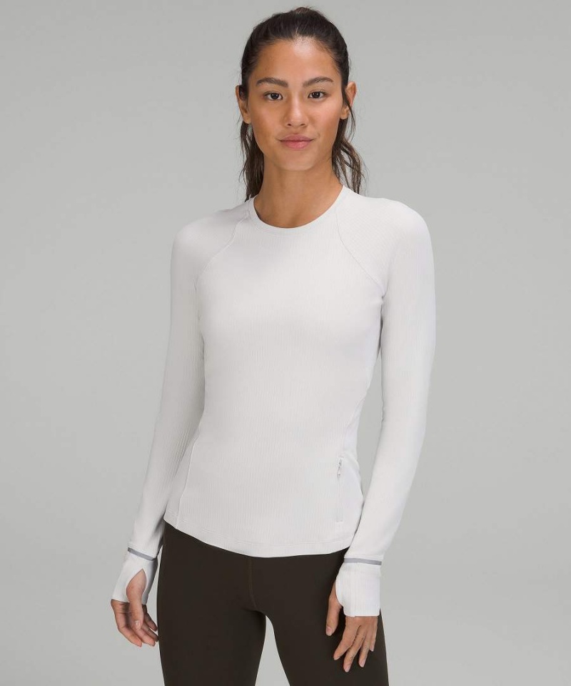 Camisa Manga Larga Lululemon It\'s Rulu Acanalado Mujer Blancas Chile | 438RZCPVB