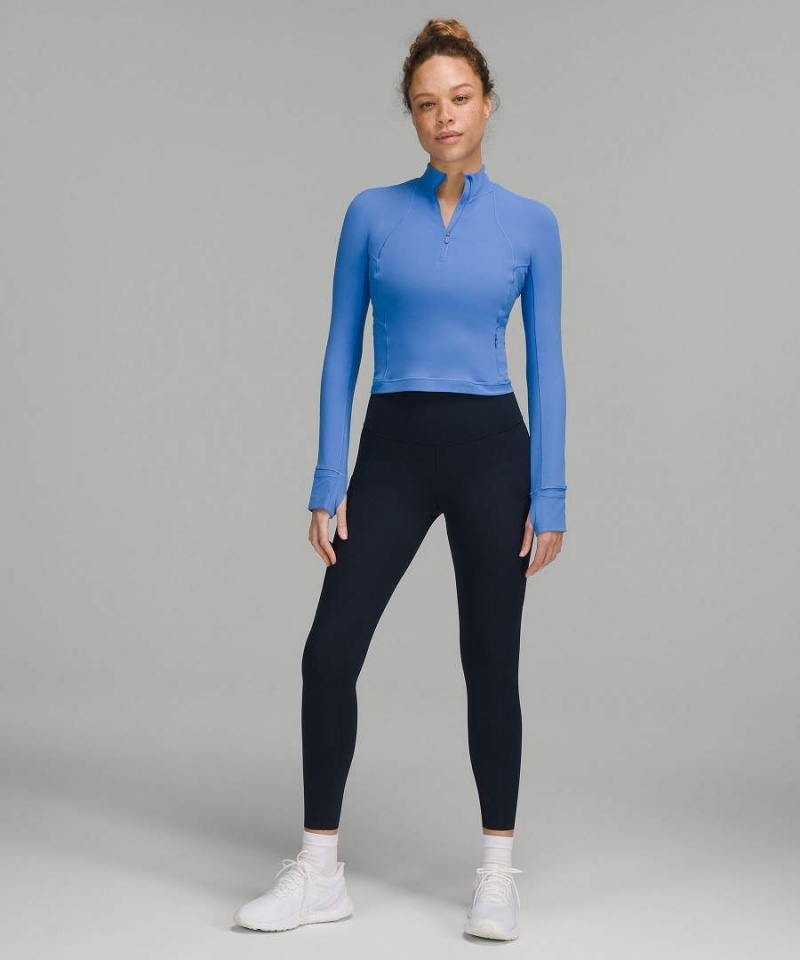 Camisa Manga Larga Lululemon It's Rulu Cropped Half Zip Mujer Azules Chile | 867WGEPFY