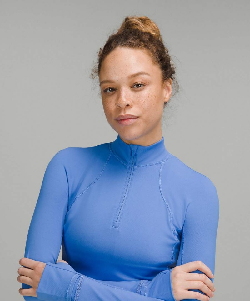 Camisa Manga Larga Lululemon It's Rulu Cropped Half Zip Mujer Azules Chile | 867WGEPFY