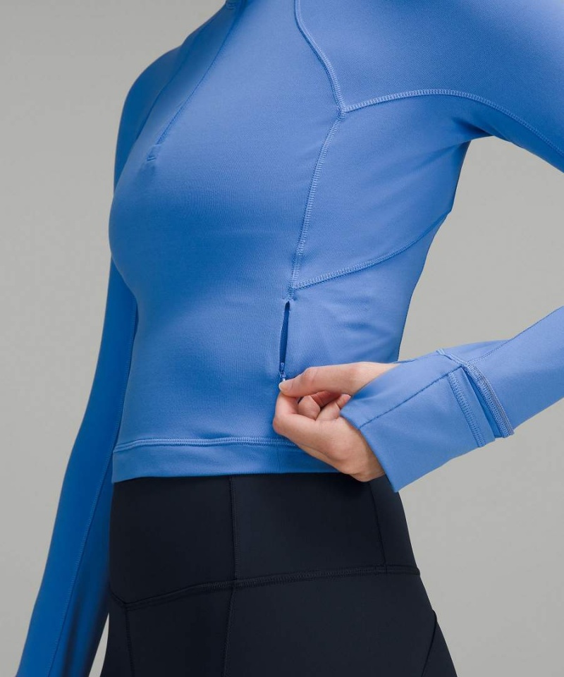 Camisa Manga Larga Lululemon It's Rulu Cropped Half Zip Mujer Azules Chile | 867WGEPFY