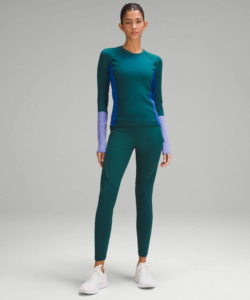 Camisa Manga Larga Lululemon Keep the Heat Thermal Colourblock Mujer Turquesa Azules Lavanda Oscuro Chile | 780HEFVYS