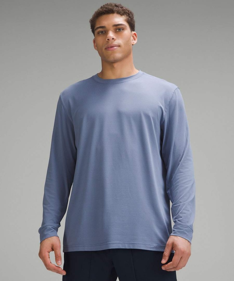 Camisa Manga Larga Lululemon License to Train Relaxed-Fit Hombre Azules Chile | 486EPBSFR