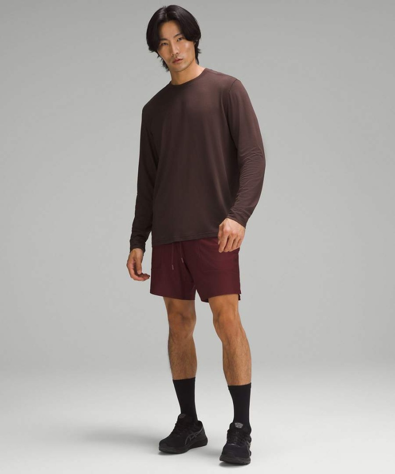 Camisa Manga Larga Lululemon License to Train Relaxed-Fit Hombre Chocolate Chile | 974ZFTSUR