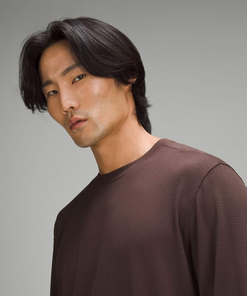 Camisa Manga Larga Lululemon License to Train Relaxed-Fit Hombre Chocolate Chile | 974ZFTSUR