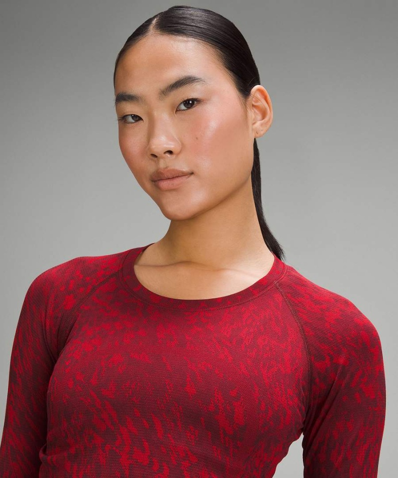 Camisa Manga Larga Lululemon Lunar New Year Swiftly Tech 2.0 Race Length Mujer Rojas Oscuro Chile | 071ICMENB
