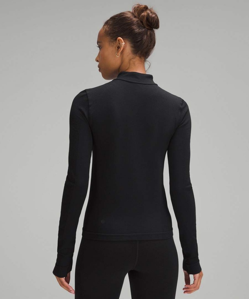 Camisa Manga Larga Lululemon Merino Lana-Blend Base Layer Half Zip Mujer Negras Chile | 248QITYBN