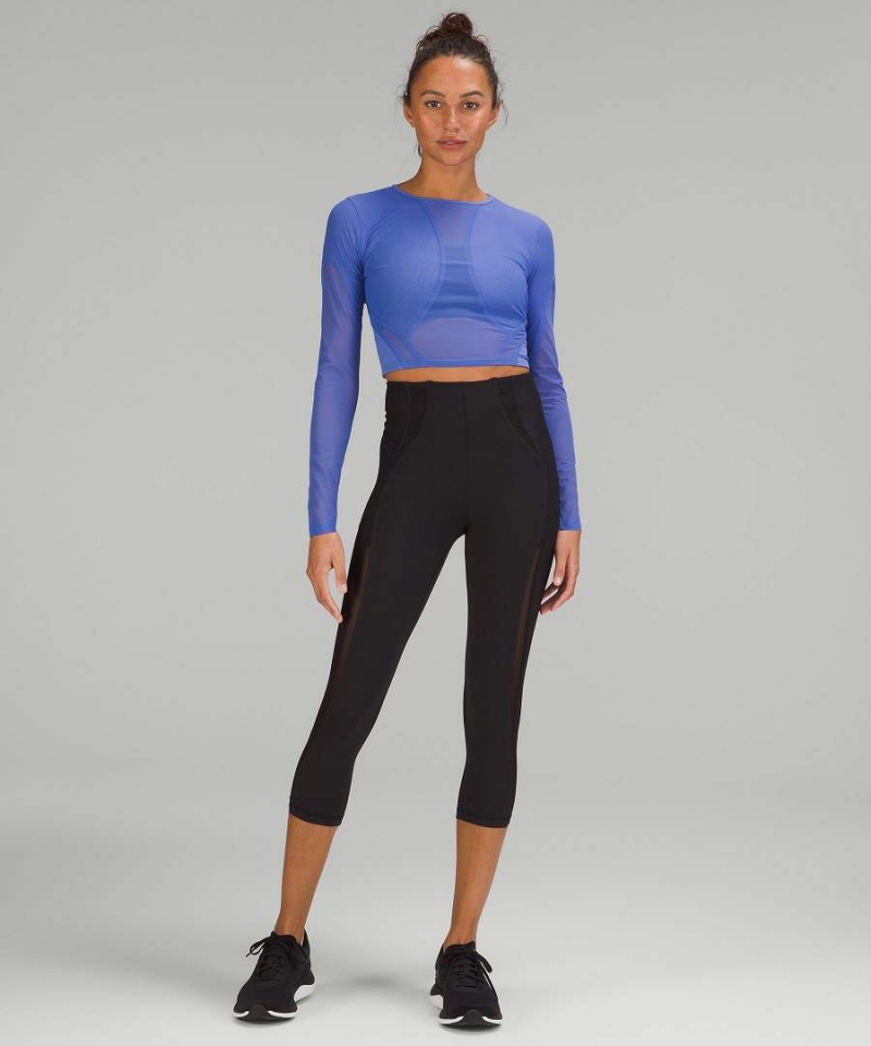 Camisa Manga Larga Lululemon Mesh Panelled Entrenamiento Mujer Indigo Chile | 849XKNMYR