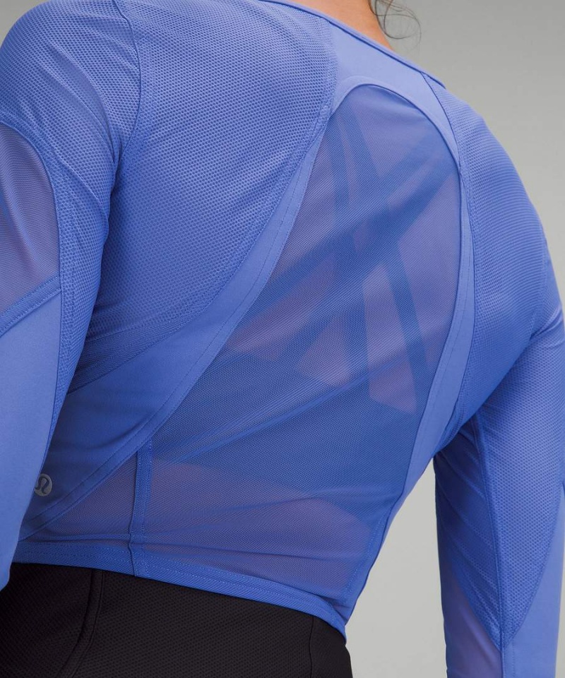 Camisa Manga Larga Lululemon Mesh Panelled Entrenamiento Mujer Indigo Chile | 849XKNMYR