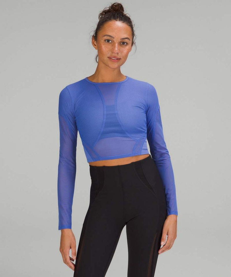 Camisa Manga Larga Lululemon Mesh Panelled Entrenamiento Mujer Indigo Chile | 849XKNMYR