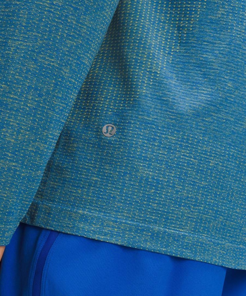 Camisa Manga Larga Lululemon Metal Vent Tech Hombre Amarillo Azules Chile | 193HVPYTU