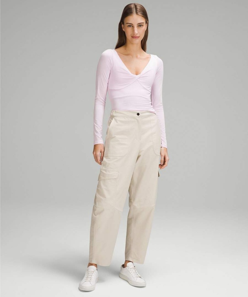 Camisa Manga Larga Lululemon Modal-Silk Blend V-Neck Mujer Rosas Chile | 062ETQXRA