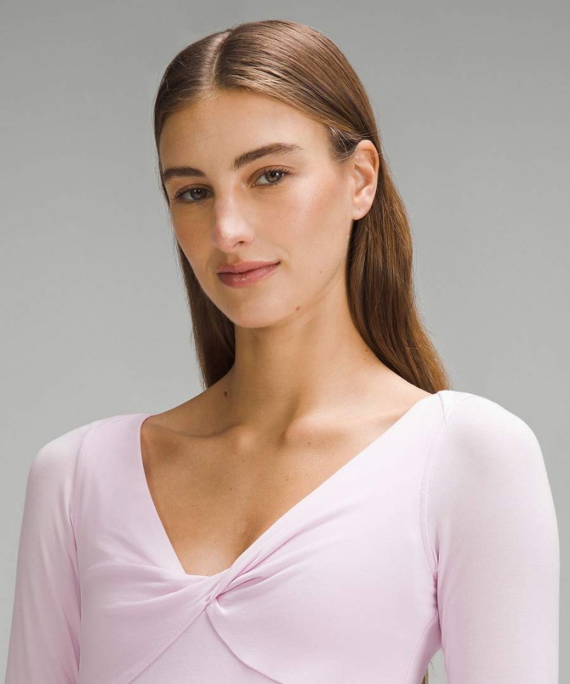 Camisa Manga Larga Lululemon Modal-Silk Blend V-Neck Mujer Rosas Chile | 062ETQXRA