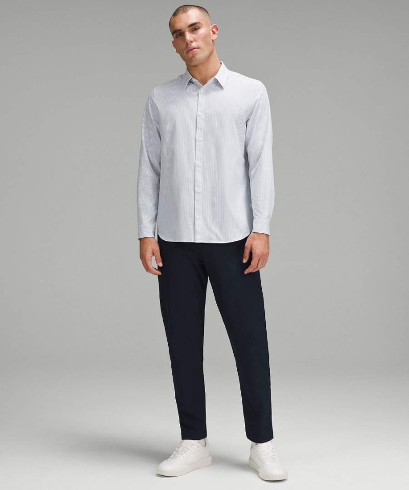 Camisa Manga Larga Lululemon New Venture Classic-Fit Hombre Rayadas Blancas Azules Beige Chile | 721PRUTWD