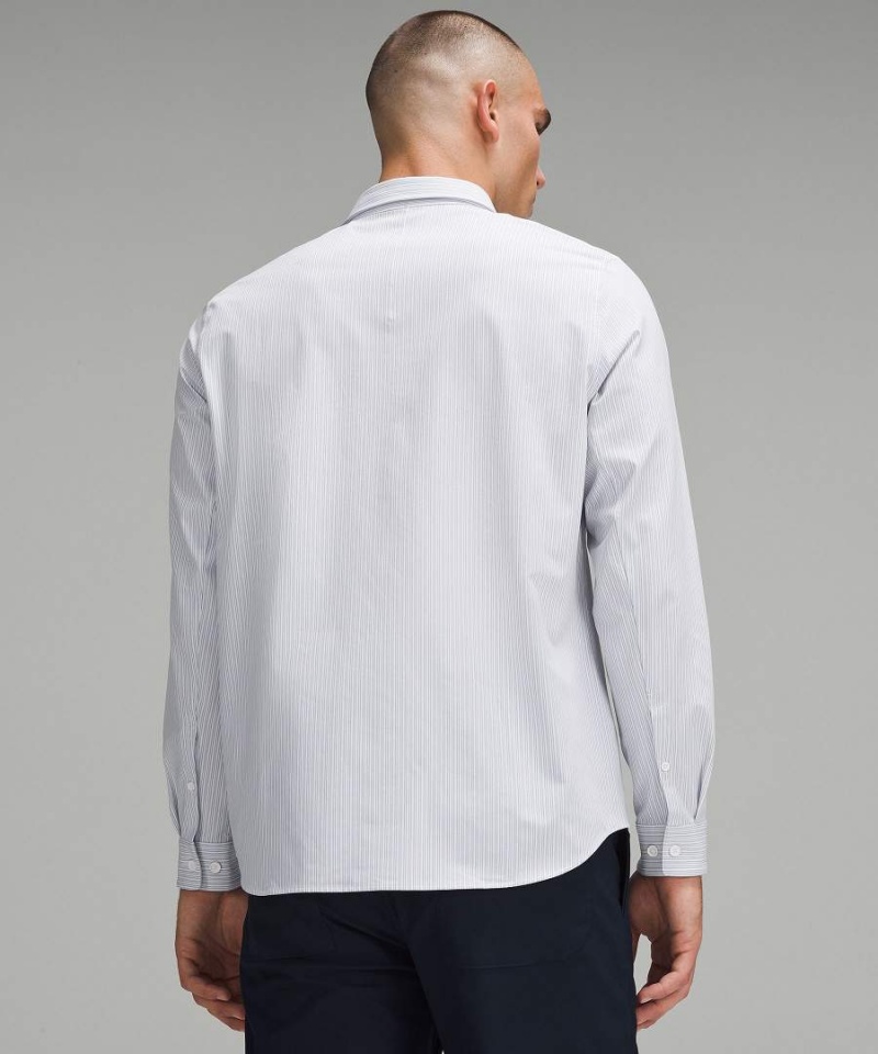 Camisa Manga Larga Lululemon New Venture Classic-Fit Hombre Rayadas Blancas Azules Beige Chile | 721PRUTWD