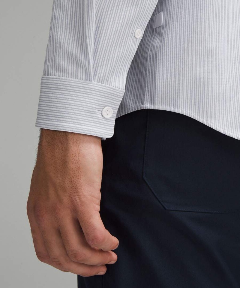 Camisa Manga Larga Lululemon New Venture Classic-Fit Hombre Rayadas Blancas Azules Beige Chile | 721PRUTWD