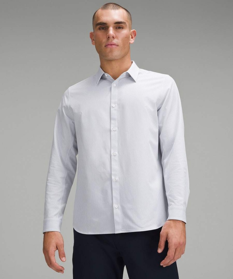 Camisa Manga Larga Lululemon New Venture Classic-Fit Hombre Rayadas Blancas Azules Beige Chile | 721PRUTWD