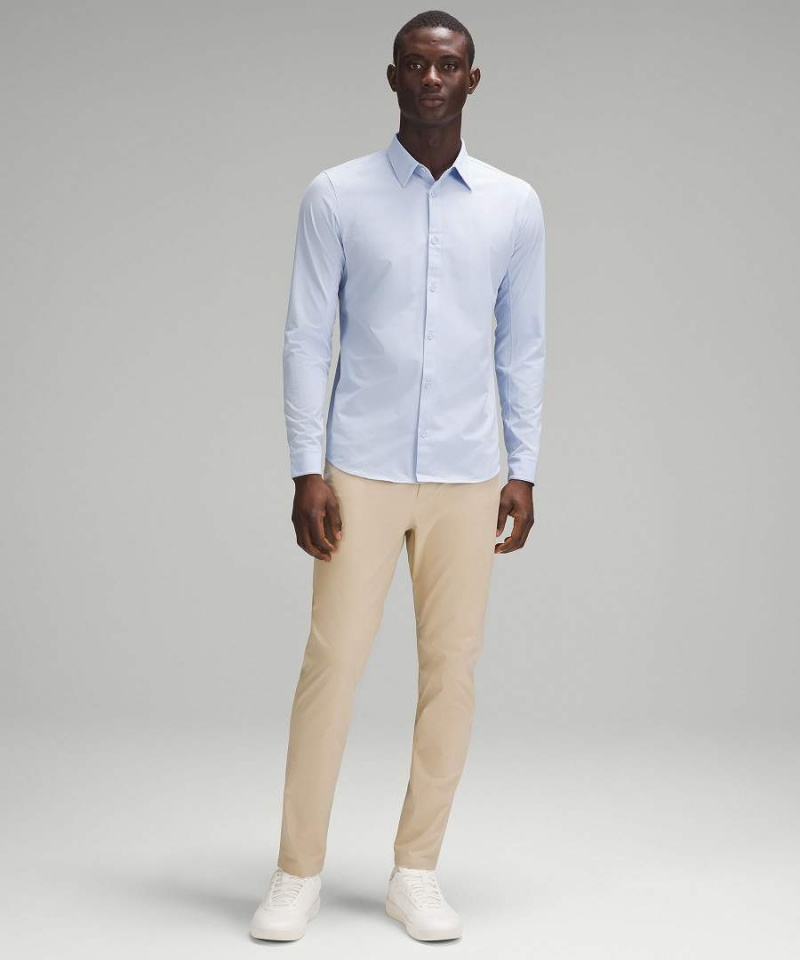 Camisa Manga Larga Lululemon New Venture Slim-Fit Hombre Azules Beige Chile | 658ORNPQS