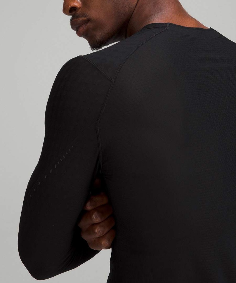 Camisa Manga Larga Lululemon SenseKnit Correr Hombre Negras Chile | 791KDINER