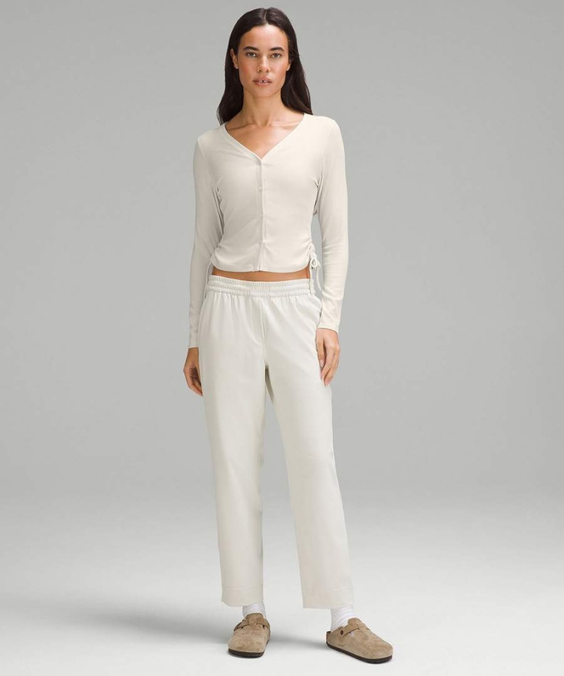 Camisa Manga Larga Lululemon Side-Cinch Acanalado Cardigan Mujer Beige Chile | 609IDLKBC