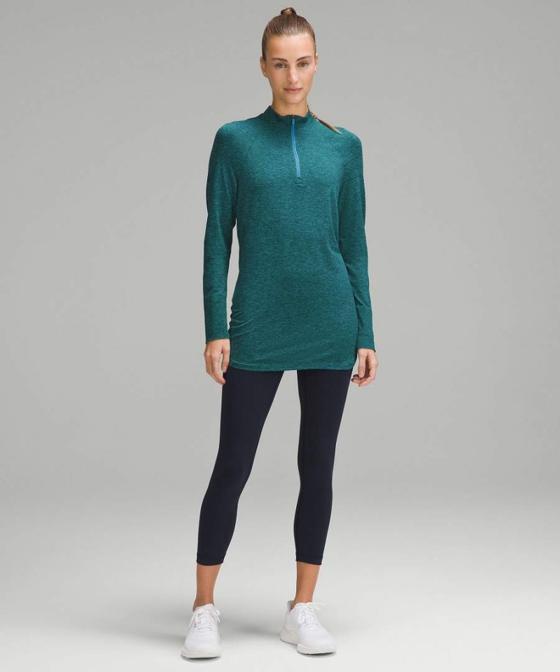 Camisa Manga Larga Lululemon Swiftly Relaxed Long-Length Half Zip Mujer Turquesa Chile | 671LIMYGQ