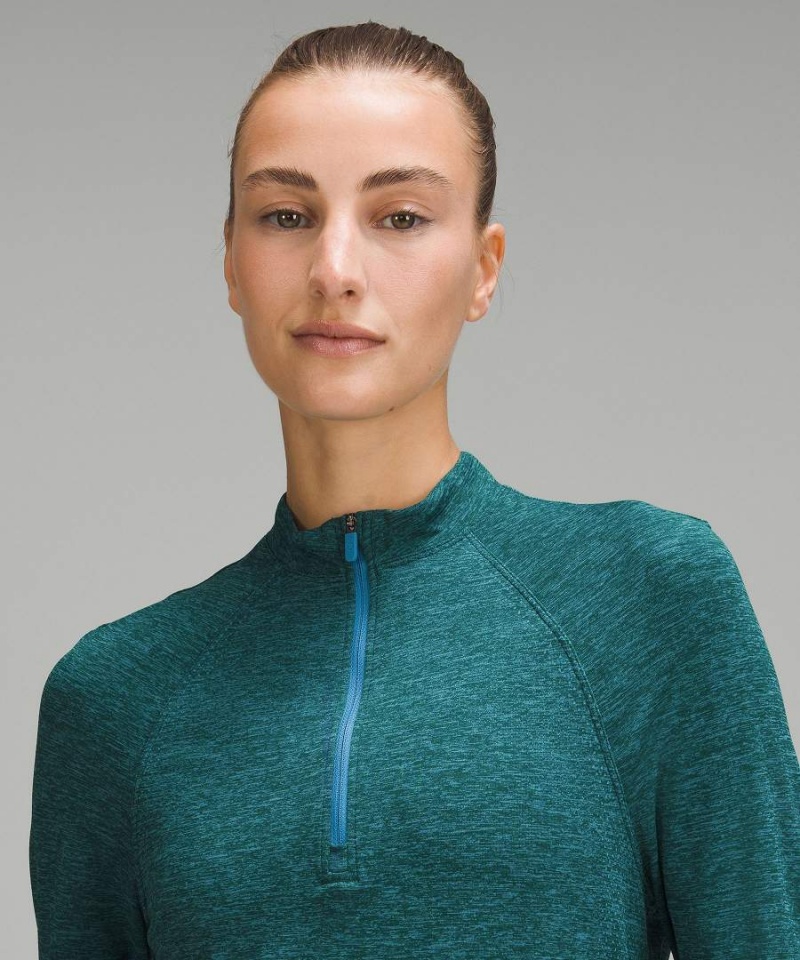 Camisa Manga Larga Lululemon Swiftly Relaxed Long-Length Half Zip Mujer Turquesa Chile | 671LIMYGQ
