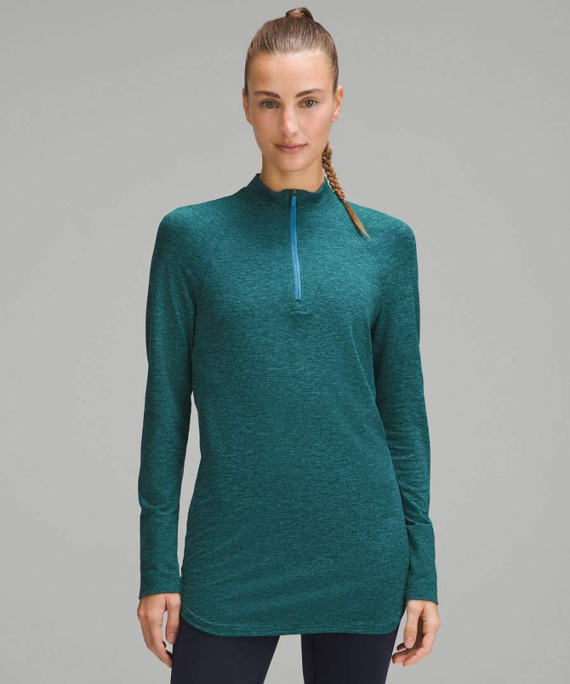 Camisa Manga Larga Lululemon Swiftly Relaxed Long-Length Half Zip Mujer Turquesa Chile | 671LIMYGQ