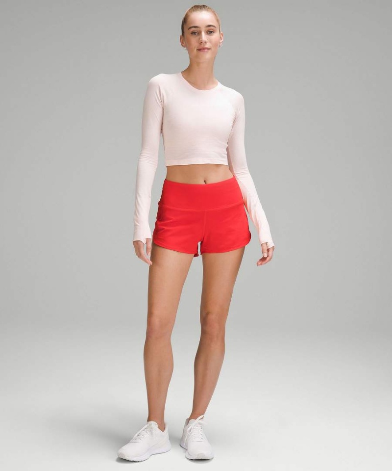 Camisa Manga Larga Lululemon Swiftly Tech Cropped 2.0 Mujer Rojas Claro Chile | 095NRFPWD