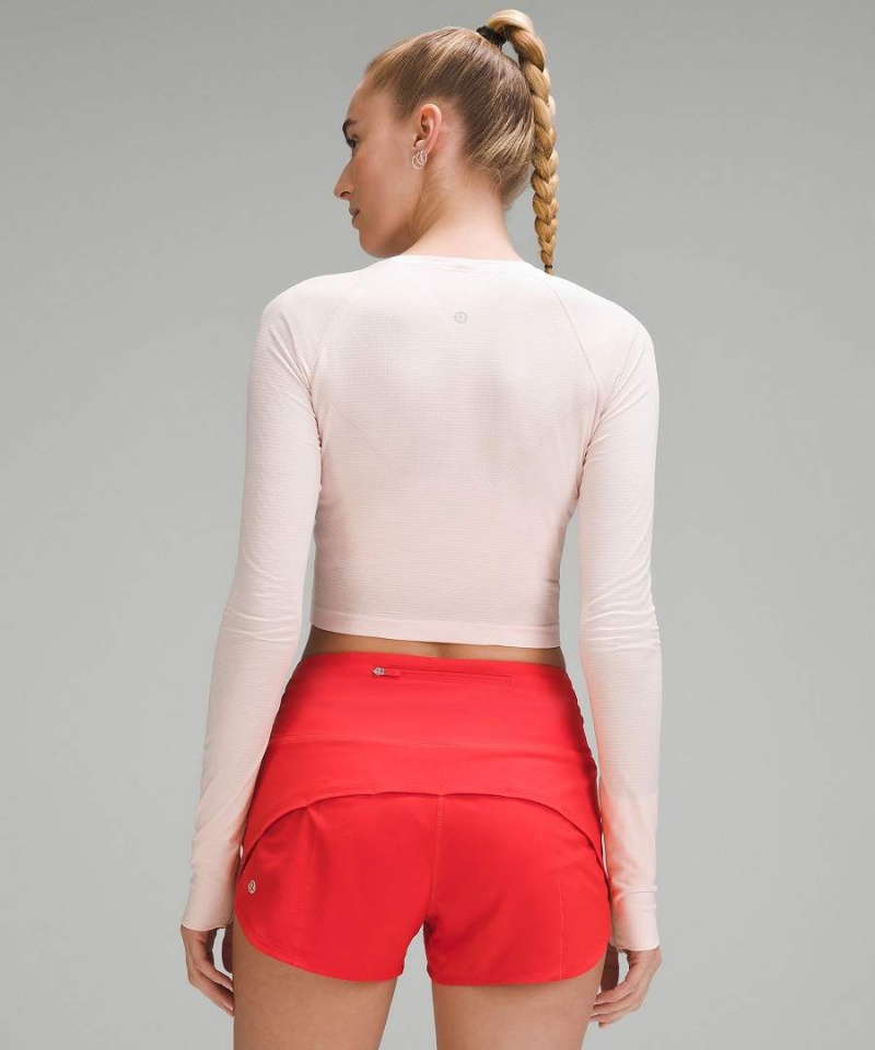 Camisa Manga Larga Lululemon Swiftly Tech Cropped 2.0 Mujer Rojas Claro Chile | 095NRFPWD