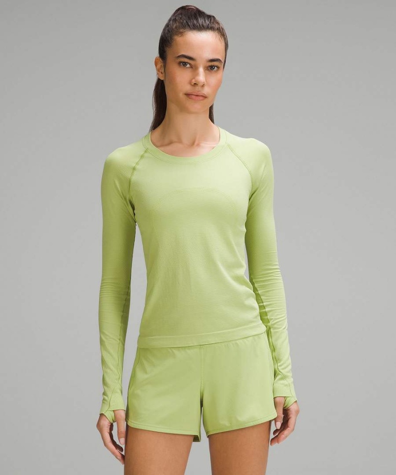 Camisa Manga Larga Lululemon Swiftly Tech 2.0 Race Length Mujer Verde Verde Chile | 679FBCKMH