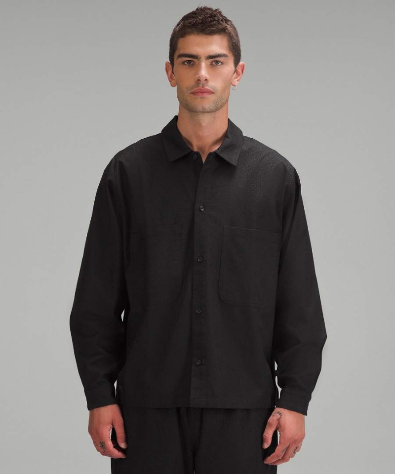 Camisa Manga Larga Lululemon lab Jacquard Button-Up Hombre Negras Chile | 739AQLGBJ