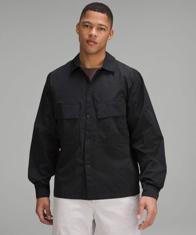 Camisa Manga Larga Lululemon lab Relaxed-Fit Snap-Front Hombre Negras Chile | 251DFVSEL