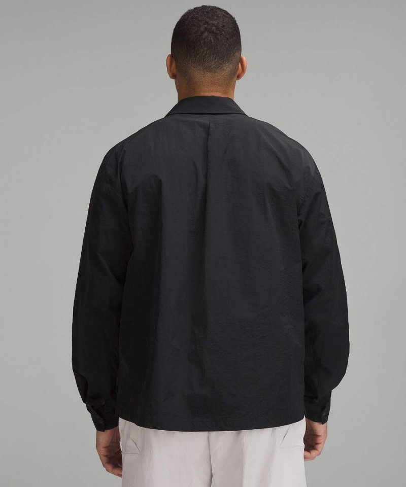 Camisa Manga Larga Lululemon lab Relaxed-Fit Snap-Front Hombre Negras Chile | 251DFVSEL