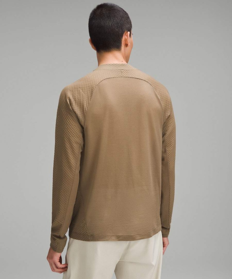 Camisa Manga Larga Lululemon lab Respirable Lana-Blend Correr Hombre Kaki Chile | 076KPFYJO