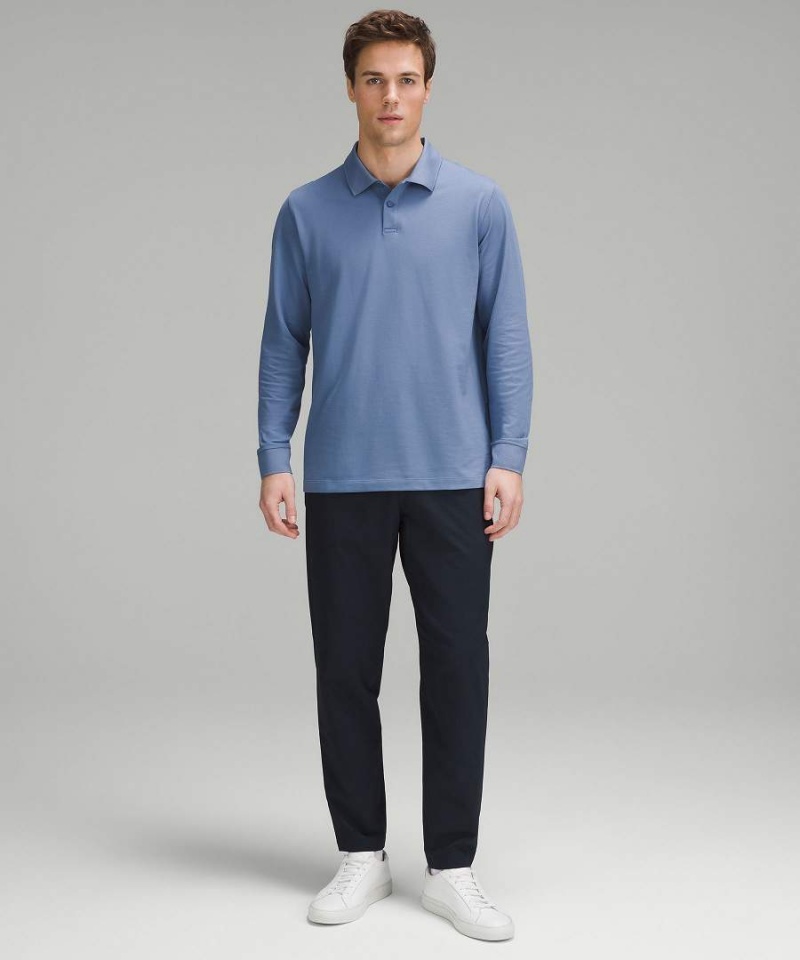 Camisa Polo Lululemon Classic-Fit Pique Long-Sleeve Hombre Azules Chile | 270CSTWKU
