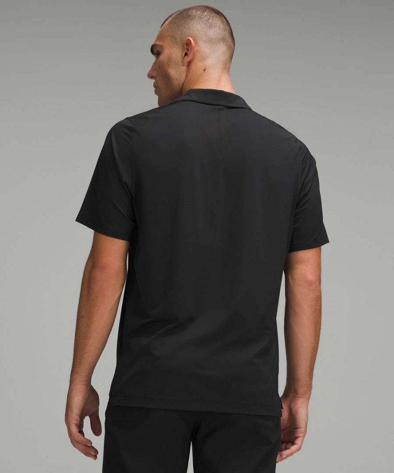 Camisa Polo Lululemon Logo Deporte Corta Sleeve Hombre Negras Chile | 580PMJFEH