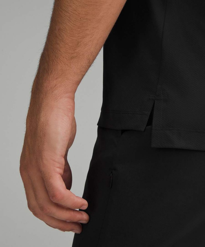 Camisa Polo Lululemon Logo Deporte Corta Sleeve Hombre Negras Chile | 580PMJFEH