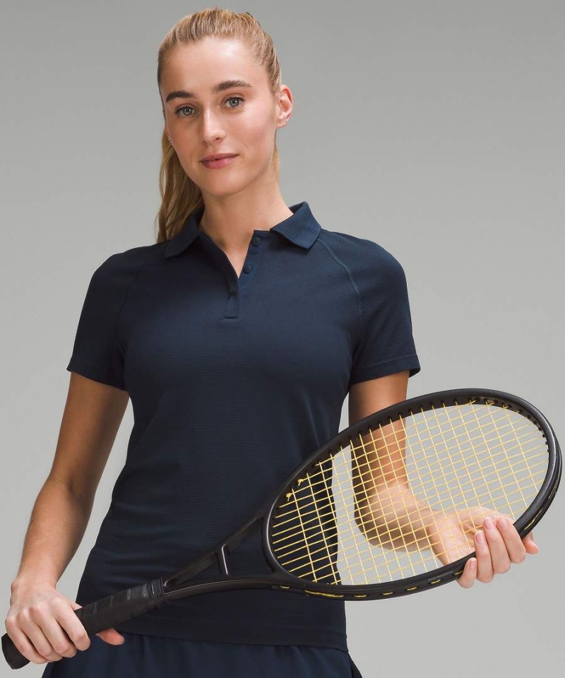Camisa Polo Lululemon Swiftly Tech Corta-Sleeve Mujer Azul Marino Azul Marino Chile | 439IKRGVT