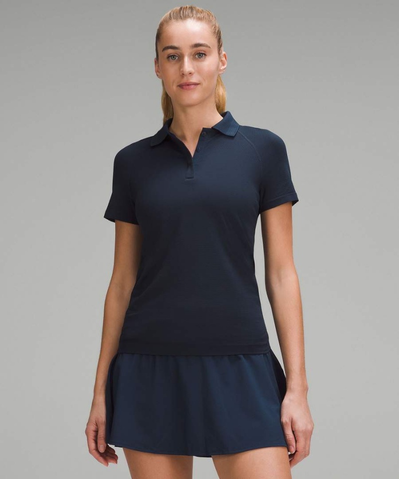 Camisa Polo Lululemon Swiftly Tech Corta-Sleeve Mujer Azul Marino Azul Marino Chile | 439IKRGVT