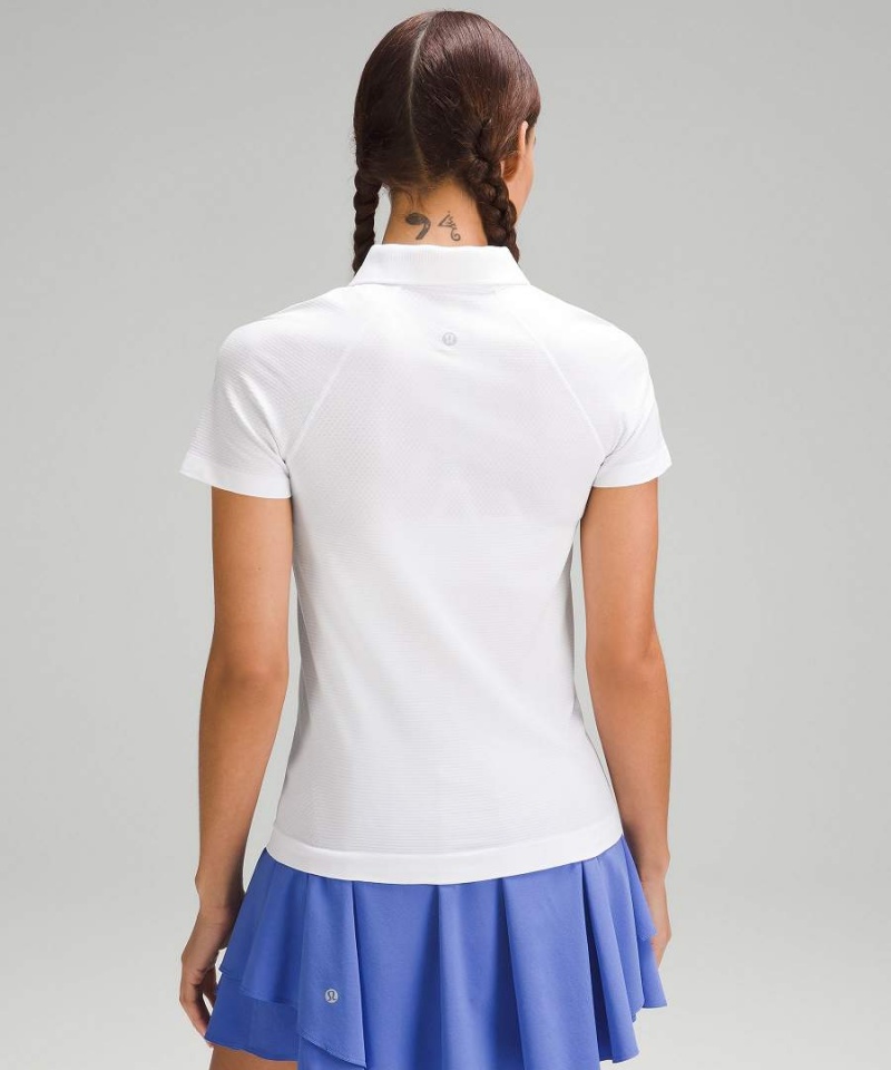 Camisa Polo Lululemon Swiftly Tech Corta-Sleeve Half-Zip Mujer Blancas Blancas Chile | 290IKDPFS
