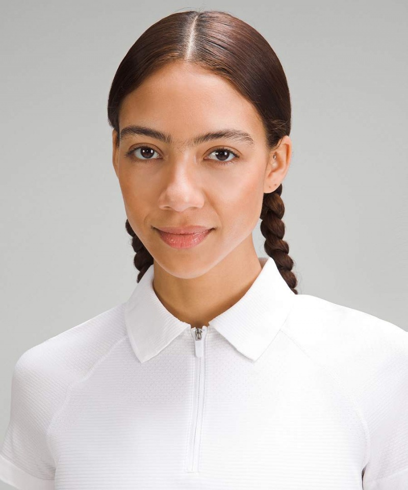 Camisa Polo Lululemon Swiftly Tech Corta-Sleeve Half-Zip Mujer Blancas Blancas Chile | 290IKDPFS