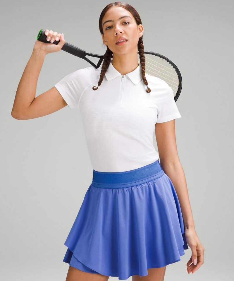 Camisa Polo Lululemon Swiftly Tech Corta-Sleeve Half-Zip Mujer Blancas Blancas Chile | 290IKDPFS