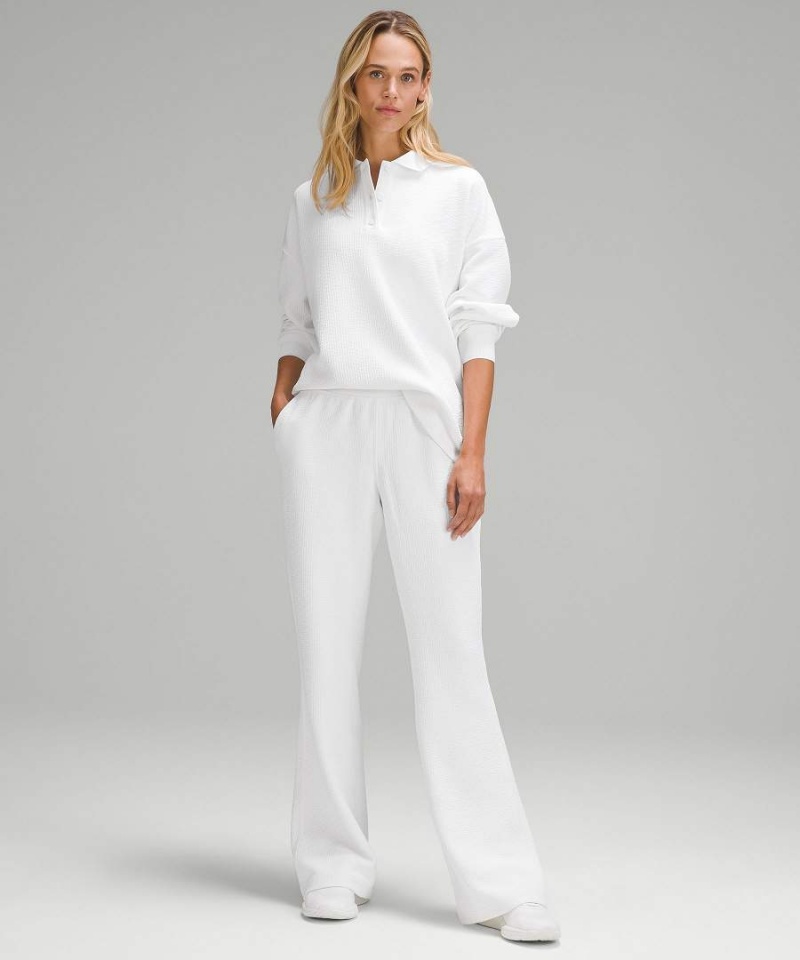 Camisa Polo Lululemon Textured Long-Sleeve Mujer Blancas Blancas Chile | 208QJIBOW