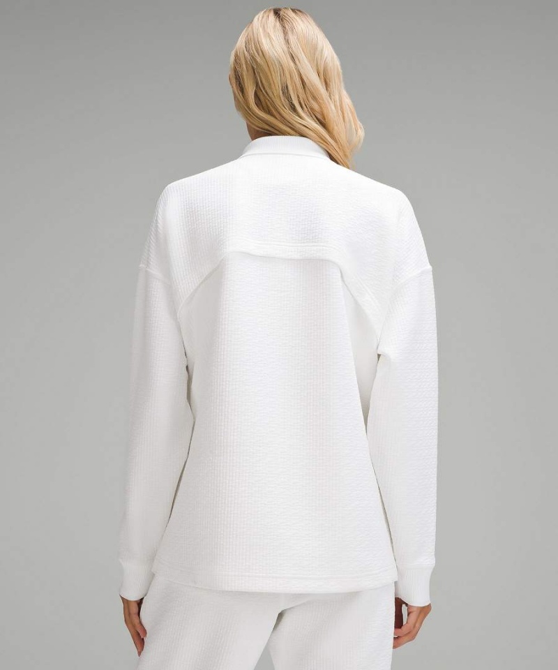 Camisa Polo Lululemon Textured Long-Sleeve Mujer Blancas Blancas Chile | 208QJIBOW