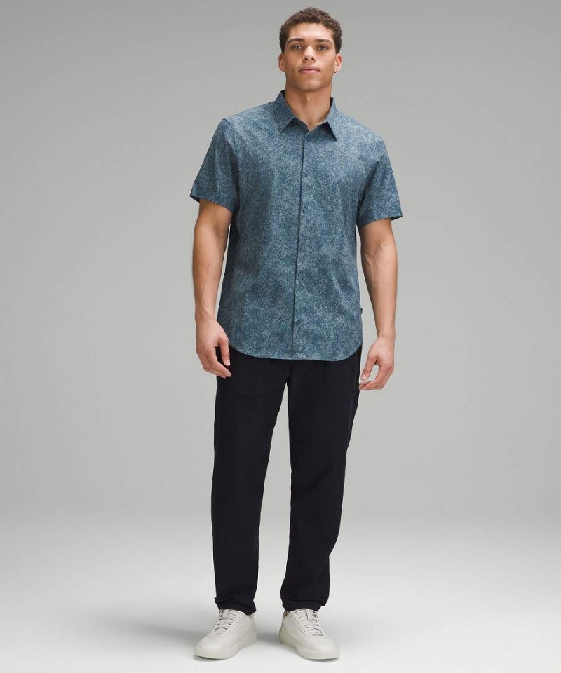 Camisas Lululemon Airing Easy Corta-Sleeve Hombre Azules Multicolor Chile | 042QXGPOV