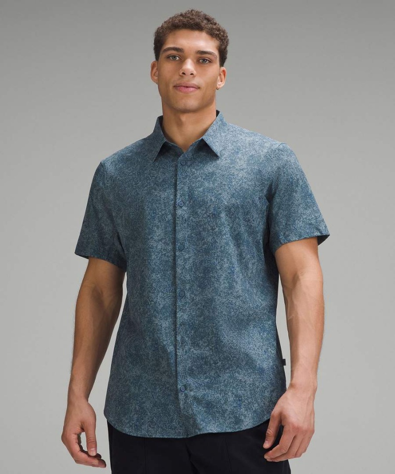 Camisas Lululemon Airing Easy Corta-Sleeve Hombre Azules Multicolor Chile | 042QXGPOV